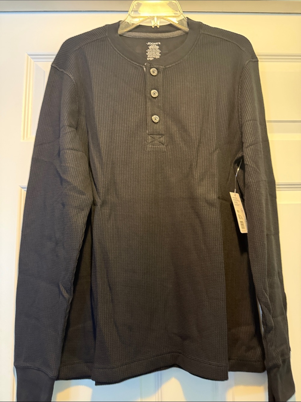 Jockey Men's Long-Sleeve Waffle Henley - Black Size L and XL available NWT